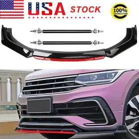 89cqeaefcsa Kyllaoo For Volkswagen Tiguan Strut Rod Body Kit Gloss Front Bumper Lip Splitter Spoiler