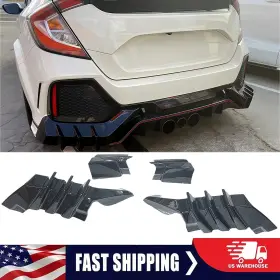 9665132155 Kyllaoo Rear Bumper Lip Aprons Gloss Black For 2017-2021 Honda Civic Type-r Fk8 Mu Style