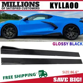 Cheb20202023mtd Kyllaoo For 2020-2023 Corvette C8 Glossy Black Side Skirts Extension Lip Splitter