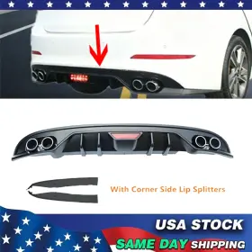 Elantra18-lip-diffuser-up Kyllaoo For 16-2018 Hyundai Elantra Rear Bumper Lip Diffuser Body Kit Matte Black Led