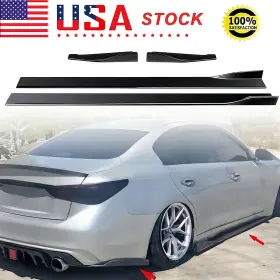 Iq21911091 Kyllaoo Side Skirts Rear Splitter Lip Gloss Black For 14-17 18-22 Infiniti Q50