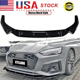 Ly00232 Kyllaoo For Audi A5 S-line S5 2021-2024 Gloss Black Front Bumper Lip Spoiler Splitter
