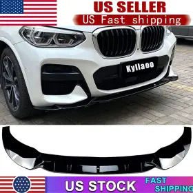 X3-g01-gb Kyllaoo Gloss Black Front Bumper Spoiler Lip For 2018-2021 Bmw X3 G01 X4 G02 M Sport