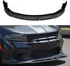 Fw005qc Longkees Carbon Fiber Front Bumper Lip Compatible With 2015-2022 Charger Srt