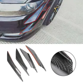 C207-a067-b Madhornets 4pcs Universal Front Bumper Fins Body Splitter Spoiler Canards Carbon Fiber Look