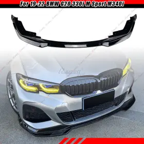 Mag010166-gb Mag Gt Style M Sport Gloss Black Front Bumper Lip 3pcs For 19-22 Bmw G20 330i M340i
