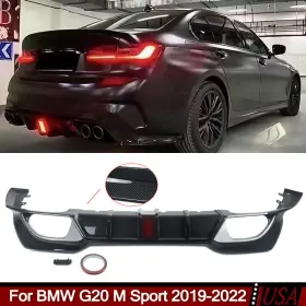 M340i Magickit 796237678081 Rear Bumper Diffuser Lip Us For 2019-2022 Bmw G20 Sport Carbon Fiber Look