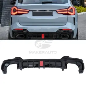 M40i Makerauto X3 G01 2022-2024 Gloss Black Rear Bumper Diffuser Lip With Led For Bmw M Sport