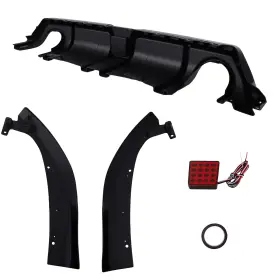 64vg37 Maxpeedingrods Black Rear Kit For Honda Civic Sedan 2016-2021 Pp Bumper Diffuser Extension