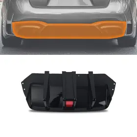 D3ywbf Maxpeedingrods Rear Bumper Diffuser Lip Glossy Black For 2010-2016 Bmw F10 M5 F1 Style Red Led