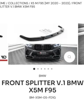 Bm-x5m-05-fd1g Maxton Design Front Diffuser Diffusor V1 Gloss Black Abs For Bmw X5m F95