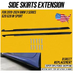 Mt-g20-sk-gb Metetao Side Skirts Extension Gloss Black Fit 2019-2024 Bmw G20 G28 3 Series M Sport