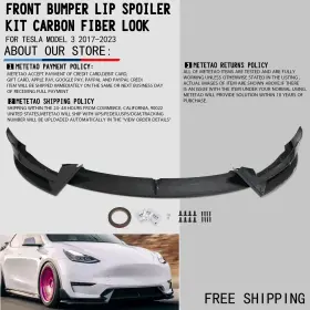Qcqc001-us Metetao Fit Tesla Model 3 2017-2023 Carbon Fiber Front Bumper Lip Spoiler Splitter