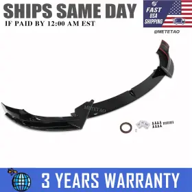 Qcqc002-us Metetao For Tesla Model 3 2017-2023 Glossy Black Front Bumper Lip Splitter Spoiler Kit