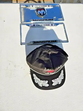 Doo1 Mopar 2 Dodge Magnum Logo License Plate Frame Chrome And Vintage 80s Hat /cap