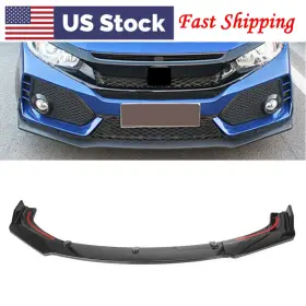 77us Motorshop 550727579728 Front Bumper Lip Body Kit Spoiler Wing 3pcs For Honda Civic 2016-20 4dr Sedan Us