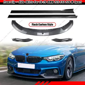 Hy000475 Mq For Bmw F32 F33 F36 4 Series M Sport 14-20 Carbon Style Front Lip Side Skirts