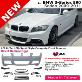 372309 Mtb Front Bumper Cover Splitter M Sport Style For Bmw 3-series Sedan E90 09-11 Nw