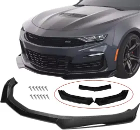 D666 Mutusaisi Front Bumper Lip Splitter Spoiler Compatible With 2016-2024 Chevy Gloss Black