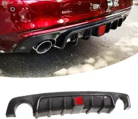E327us Neespoc Rear Diffuser With Led Brake Light For Infiniti Q50 2018-2024 Carbon Style