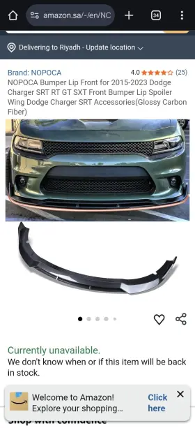 Nopoca 768461316459 Bumper Lip Front For 2015-2023 Dodge Charger Srt Rt Gt Sxt