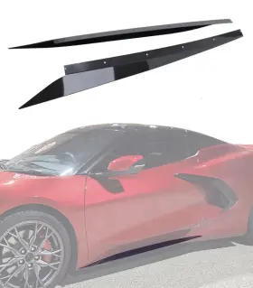 Nh-c587v03 Nubehone 2020-25 Corvette C8 Z51 Carbon Flash Side Skirts Rocker Panels Guard Pair Black