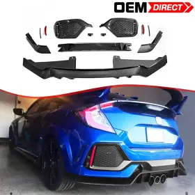 Oed-bkp-hc175ctr-r Oemdirect Fits 17-21 Honda Civic Hatchback Type R Pp Rear Bumper Garnish Conversion Kit