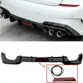 G20-reardiffuser-led-cn Ommotoparts Gloss Black Fit Bmw 2020-22 3 Series G20 Paint Rear Lip Diffuser With Led