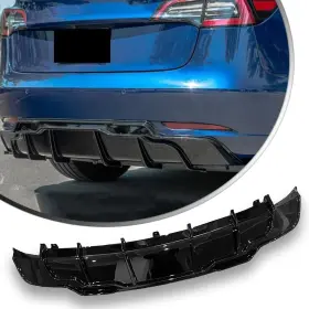 Tl065 Ommotoparts Fits For 2017-22 Tesla Model 3 Rear Bumper Lip Diffuser Gloss Black