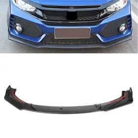 Tu2091yf043 Onegogogo For 2016-2020 Honda Civic Glossy Black Front Bumper Lip Spoiler Body Kit 3pcs
