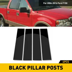 Wwd-bzt-39484 Oxilam 2set 4 For 2004-2014 Ford F150 Door Pillar Post Trim Gloss Black Car