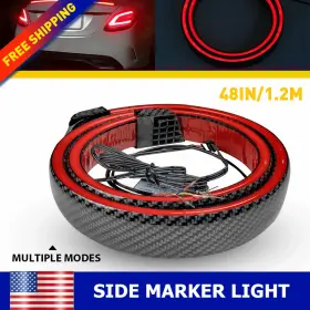 Wwd-kdm-845541 Oxilam Carbon Fiber Car Rear Bumper Diffuser Spoiler Light Led Lamp Super Bright Red Us