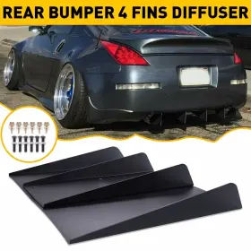 Wwd-syq-79151 Oxilam Universal Shark Fin Style Rear Diffuser Bumper Spoiler Lip Splitter Black Us