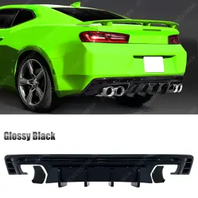 Pacv-02-011-1 Partsinhere-auto For 16-24 Chevy Camaro Rear Bumper Diffuser Lip Dual / Quad Exhaust Glossy Black