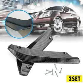 Peakparts 842961188287 4x Car Carbon Fiber Rear Bumper Lip Diffuser Splitter Canard Protector Universal