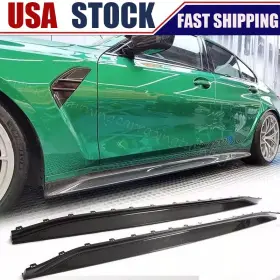 Pro-carturning 569807673444 For Bmw G80 M3 2021-2024 Real Carbon Side Skirt Extension Lip Splitter Bodykit