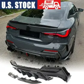 M440i Pro-carturning 569807676612 For Bmw G22 G23 430i Real Carbon Rear Bumper Diffuser Lip Splitters With Led