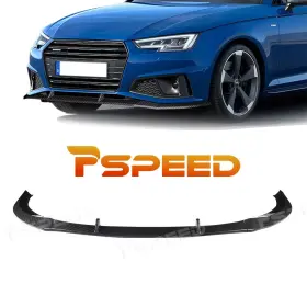 Hsz89425pcf Pspeed Real Carbon Fiber Front Bumper Spoiler Lip Kit For 2017-2019 Audi A4 S4 B9 Sedan