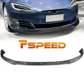 Hsz89lip595-cl Pspeed Carbon Look Pp Front Bumper Spoiler Lip For Tesla Model S 2016-2020