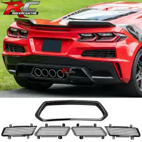 Bld-ccorvc8z07.2 Racercentre Fit 23-25 Chevy Corvette C8 Z06 Zr1 Rear Bumper Pipe Bezel Mesh Grille Iron Oe