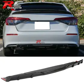 Bld-hc224hpd-cf Racercentre Fits 22-26 Honda Civic Sedan Hpd Style Rear Bumper Lip Diffuser Fin Carbon Fiber