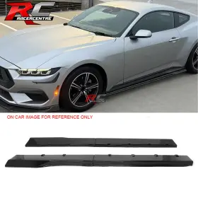 Bls-fm24r2p-gbk Racercentre For 24-26 Ford Mustang R Style 2pcs Side Skirts Add On Splitters Abs Gloss Black