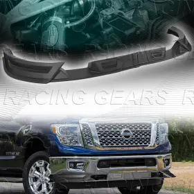 2-pu-112 Racing Gear Unpainted Black Front Bumper Lip Spoiler Splitter For 17-19 Nissan Titan Pickup