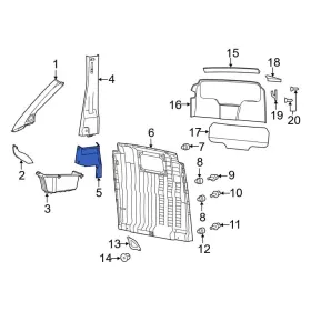 1ya75jxwad Ram Oe Left Upper Door Pillar Post Trim Set