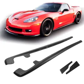 Reinko-corvette02 Reinko Side Skirts Rocker Panels Mud Flaps For 05-13 Chevy Corvette C6 Base Zr1 Style