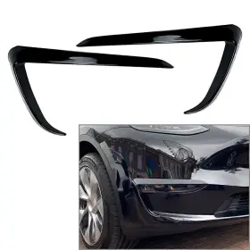 Runx 550753364121 Black Car Front Fog Light Lamp Eyebrow Cover Trim For Tesla Model Y 2020-2023