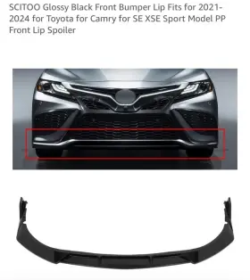Scitoo 757939336808 For 2021-2024 Toyota Camry Se Xse Front Bumper Lip Splitter Spoiler Glossy Black