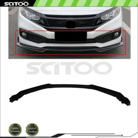 Sci061682401501s Scitoo For 2016-2020 Honda Civic Unpainted Black Front Bumper Lip Cover Trim