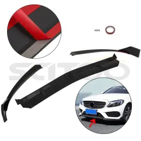 Sci1175990412s01 Scitoo 3pc Front Bumper Lip Fits 15 16 17 18 Mercedes-benz W205 C-class Glossy Black