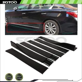 Sci1672120412s01 Scitoo 6pc 86.6 Inch Universal Black Side Skirt Rocker Splitters Winglet Canard Diffuser